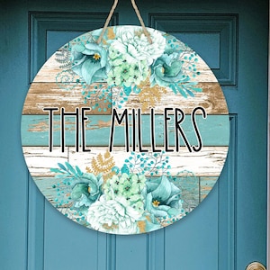 Round Door Hanger Sublimation Farmhouse and Faux Wood Floral Sublimation Design for 12.25&quot; Round Door Blank Digital Design PNG