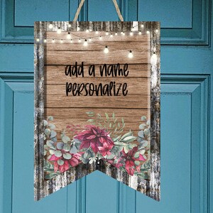 Bunting Door Hanger Americana Faux Noël floral Bois Sublimation Design pour Aparecium Design Co vierge Digital Download PNG
