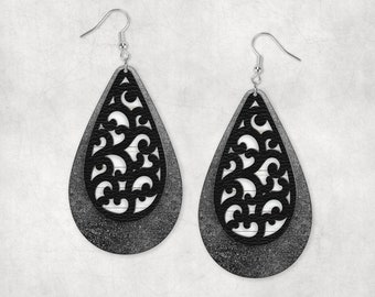 ピアス Giorgio Armani Teardrop Grey Earrings With Marbled Pendant Giorgio Armani teardrop-rectangular Stone clip-on Earrings