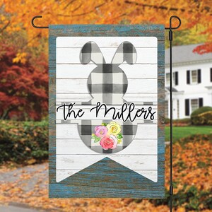 12x18 Bandera de jardín Sublimation Faux Wood Buffalo Plaid Bunny Easter Sublimation Design Digital Descargar PNG Polka Dot Farmhouse