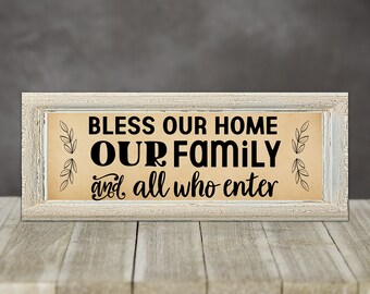 Rectangle Door Hanger Bless Our Home Sublimation Design Door or Wall Sign for Aparecium Design Co Blank Instant Digital Download PNG