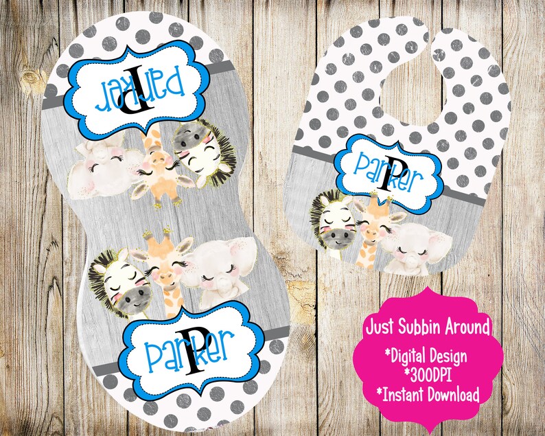 Digital Sublimation Design Burp Cloth and Baby Bib Zoo Animals Etsy