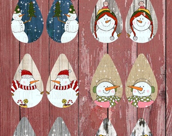 ge and small Tear Drop Earring Digital Sublimation Design Bundle Snowmen Holiday Christmas 6 Designs Grouped Sized for Aparecium Design Co