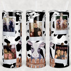 20 oz Skinny Tumbler Frame Picture Cute Cow Sublimation Design Digital Download PNG Warp and Straight