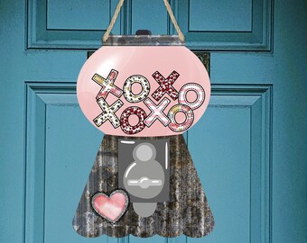 Gumball Machine Door Hanger Valentine XOXO Personalice el diseño de sublimación de chicle PNG para espacios en blanco de Aparecium Design Digital Download