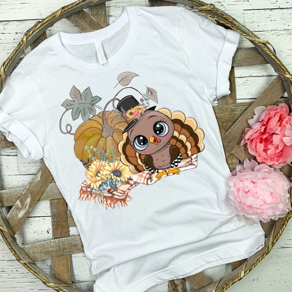Cute Turkey Thanksgiving Fall for Sublimation t shirt Pillow or any other Substrate Digital Design PNG Instant Download