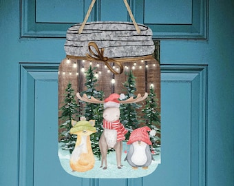 Mason Jar Sublimation Design Winter Christmas Critters Rustic Digital Download 2 PNG files for Ashley Dodd's Mason Jar template