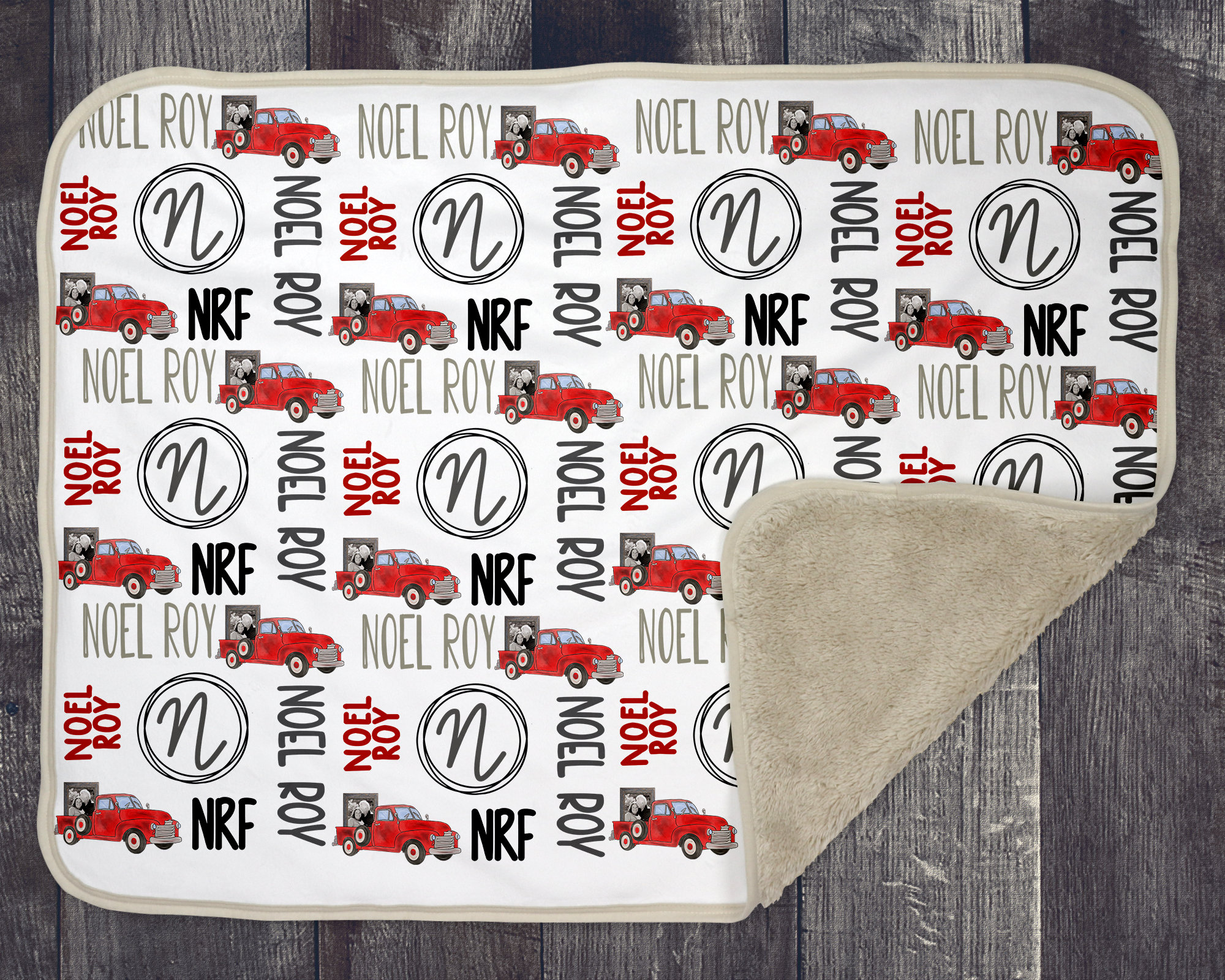 Baby Blanket Sublimation Template PNG and Photoshop Smart Objects With  Instructions Red Truck With Frame Theme 10x10 Panel 