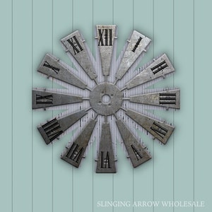 Windmühle Tür Aufhänger Sublimation Bauernhaus Uhr Gesicht weiß Metall voller rustikalen Design für Slinging Pfeil Blanks PNG Digital Design