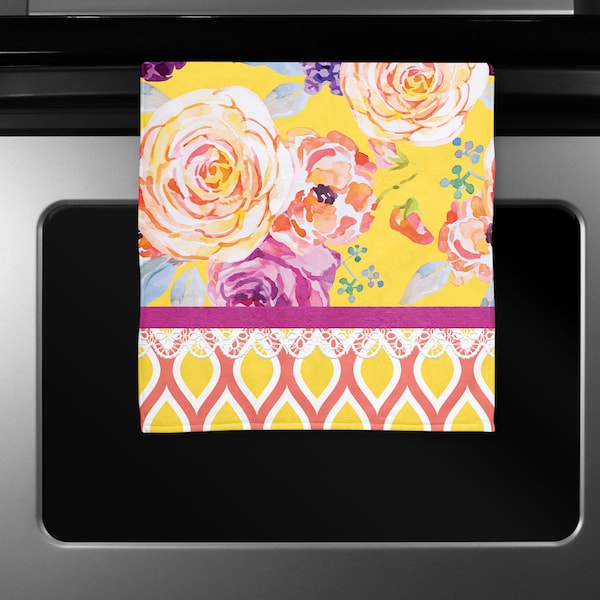 Bright Spring Floral Digital Sublimation Design for Terry Velour kitchen towel Full Bleed Digital Download Summer Flower