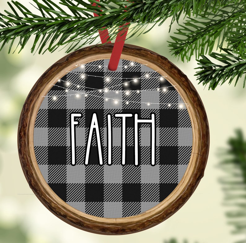 Round Ornament 10 Design Bundle Farmhouse Inspired Gray Buffalo Plaid Merry Christmas Sublimation Aparecium Design Co Digital Design PNG image 10