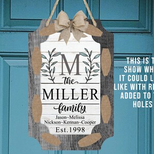 Fancy Door Hanger with Holes for Ribbon Personalize Family Monogram Sublimation Design PNG for Blank from Aparecium Design Digital Download