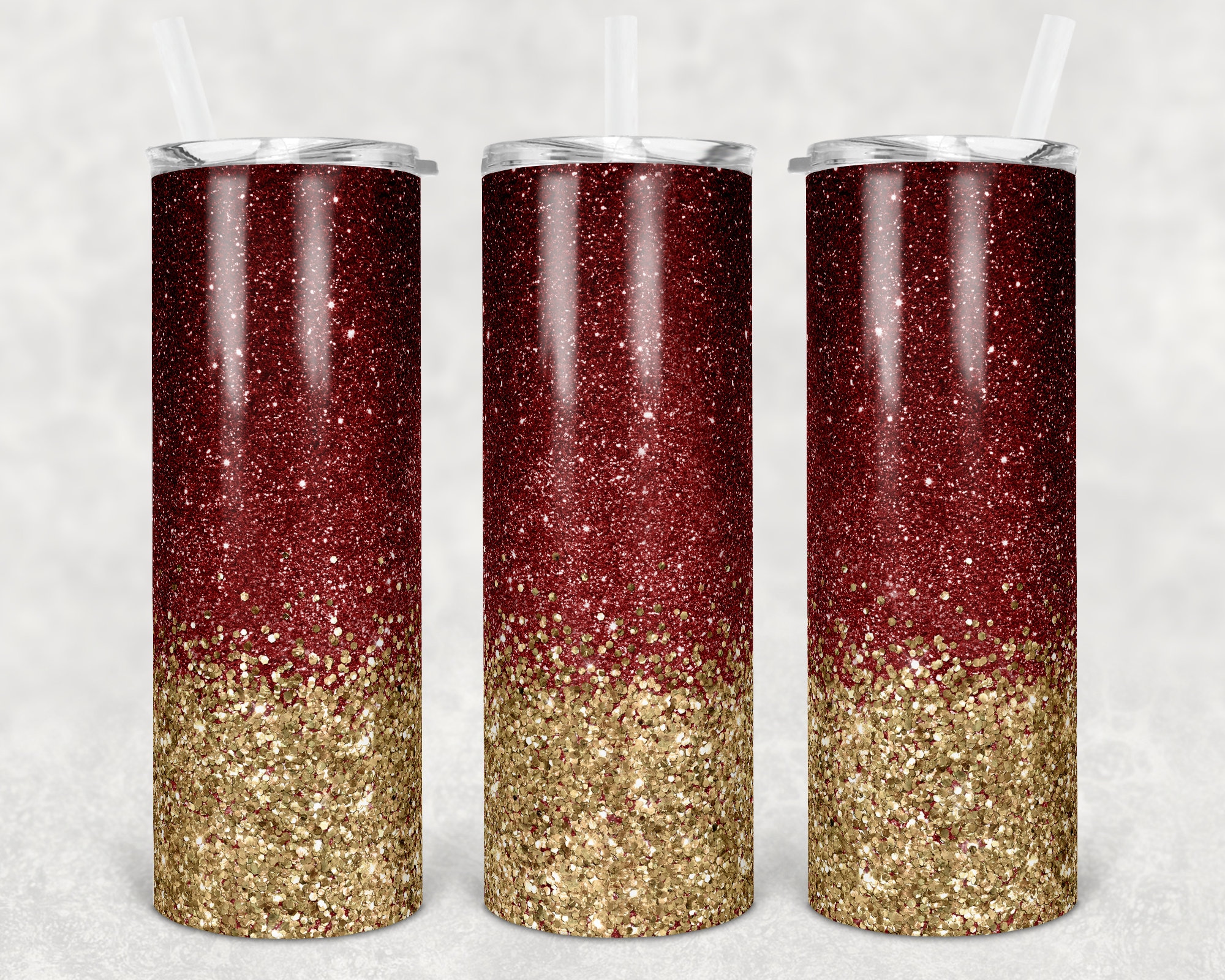 20 oz Skinny Tumbler Maroon Crimson to gold Glitter Etsy