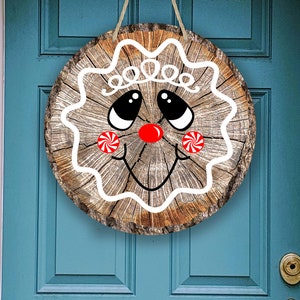 Round Door Hanger Christmas Gingerbread Man PNG  sized 12.25&quot; Round Door Hanger to fit Hardboard Blanks Size down for ornaments and othera
