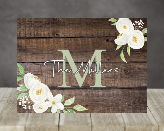 Floral Cutting Board Sublimation Desgin for you to add name Can be resized  for other Blanks PNG Fits Conde and COastal Large Boards