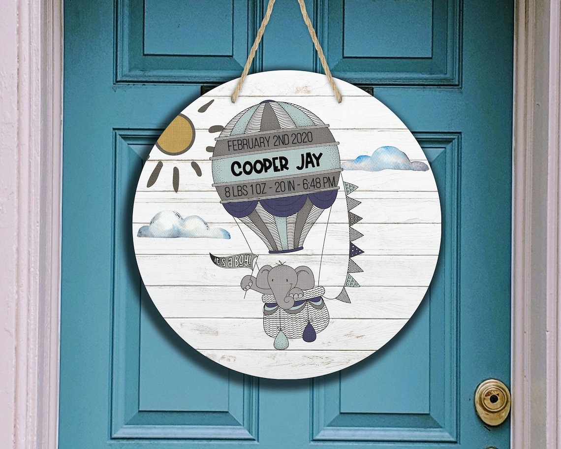 Round Sublimation Door Hanger Baby Boy Elephant Blank for Etsy