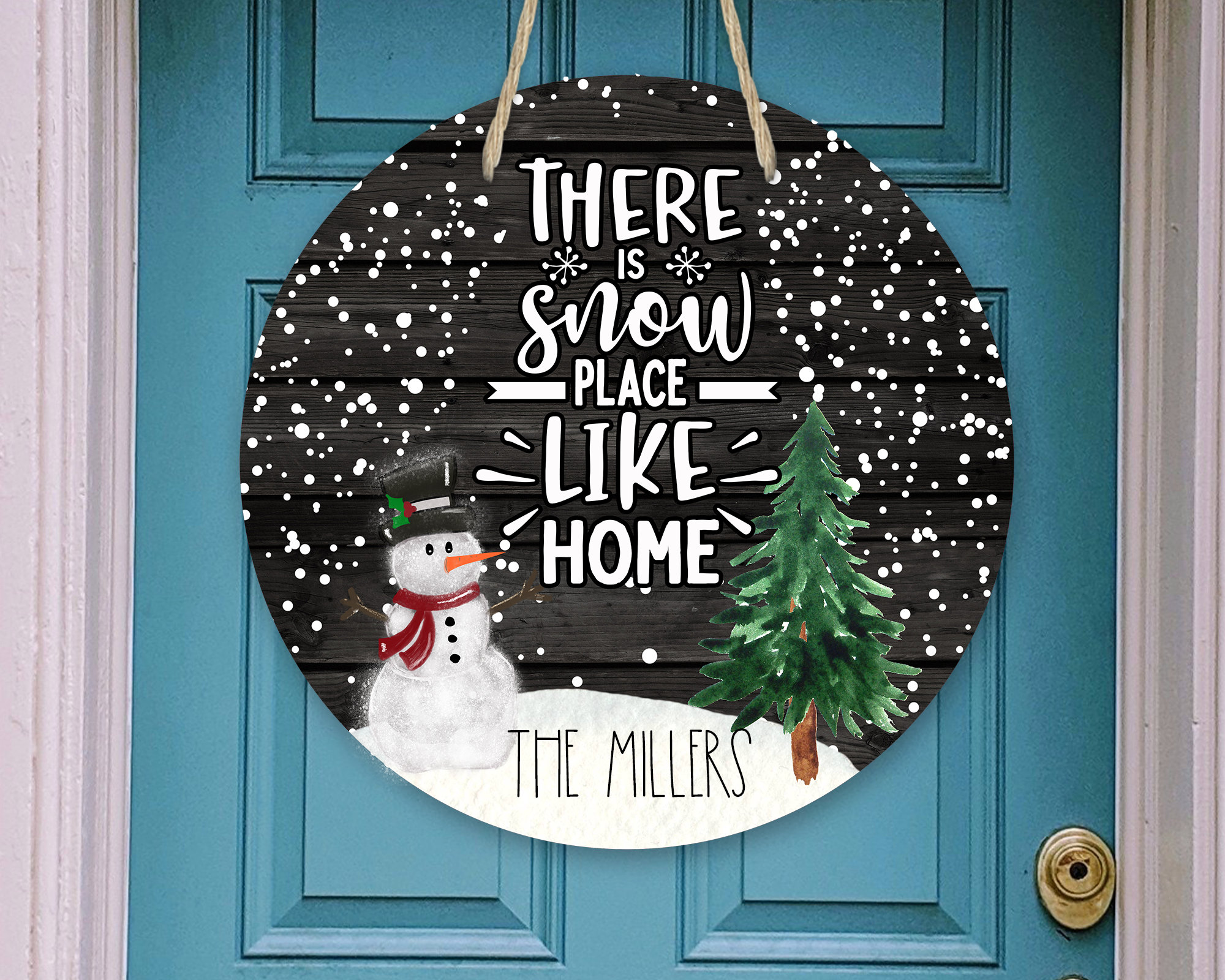 Round Door Hanger Christmas There’s Snow Place Like Home | Etsy