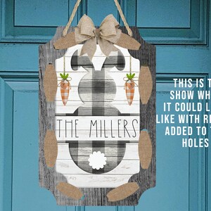 Fancy Door Hanger with Holes for Ribbon Personalize Easter Monogram Sublimation Design PNG for Blank from Aparecium Design Digital Download