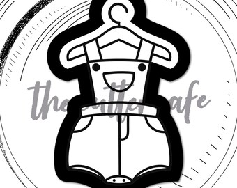 Hanging Overalls  / Romper / Baby Clothes / Baby Shower Cookie Cutter by thecuttercafe