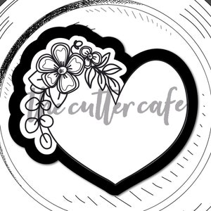 In Bloom Heart / Floral Plaque Cookie Cutter by thecuttercafe