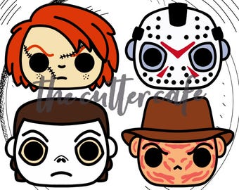 Horror Crew 1 / 4 pc Set / Halloween Cookie Cutters by thecuttercafe