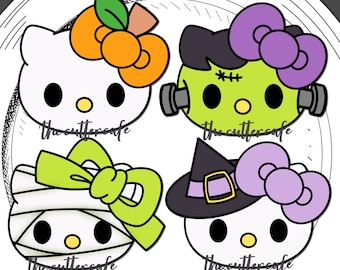 Juego de 4 cortadores de galletas de Halloween con forma de gatito / Cortadores de galletas de Halloween de thecuttercafe