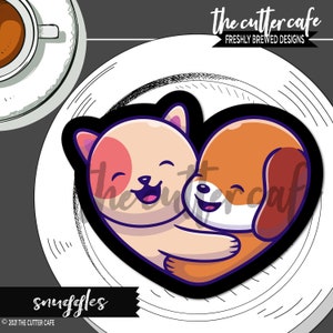 Snuggles / Cat and Dog / Pet Love Cookie Cutter by thecuttercafe