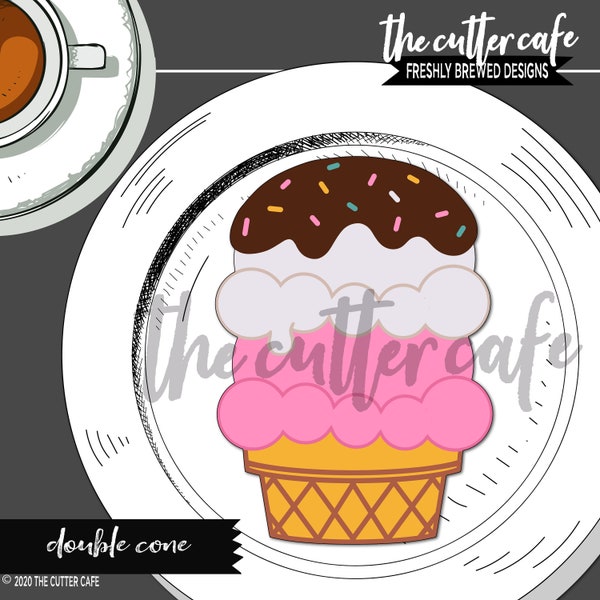 Double Cone / Ice Cream Cone / Valentine Cookie Cutter door thecuttercafe
