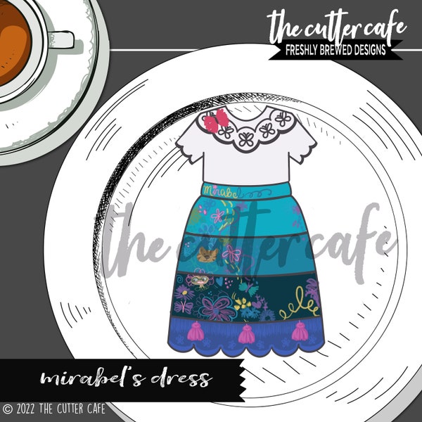 Embroidered Dress/ Colombian Dress / Magical Family Cookie Cutter by thecuttercafe
