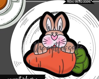 Bunny with Carrot Plaque / Easter Cookie Cutter by thecuttercafe