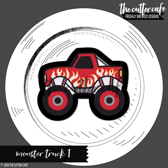 Monster Truck 1 /  Truck Bday  / Racing Cookie Cutter by thecuttercafe