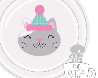 Party Hat Cat Cookie Cutter by thecuttercafe