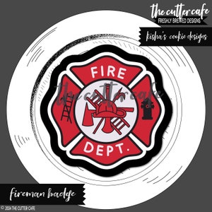 Brandweerman Badge / Brandweerman Bday Cookie Cutter van Kisha w thecuttercafe