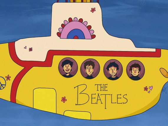 The Beatles Print//yellow Submarine//art Print//wall Art - Etsy