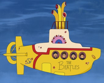 The Beatles Print//Yellow Submarine//Art Print//Wall Art