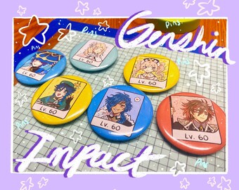 Genshin Impact Pins//58mm (2.28in)//Scaramouche//Lumine//Barbara//Venti//Kaeya//Zhongli