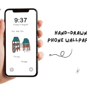 Funny Simplistic Playground Illustration Phone Wallpaper Digital Download, Unique David Shrigley Inspired Art, Humorous Sketchbook Drawing