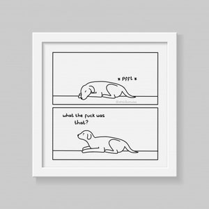 Funny Dog Fart Webcomic Print, Pet Humour Art, Comic Illustration, Funny Wall Decor, Gift for Dog Lovers