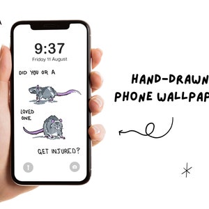 Simplistic Rat Illustration Phone Wallpaper Digital Download, Unique David Shrigley Inspired Art, Funny and Cute Sketchbook Drawing