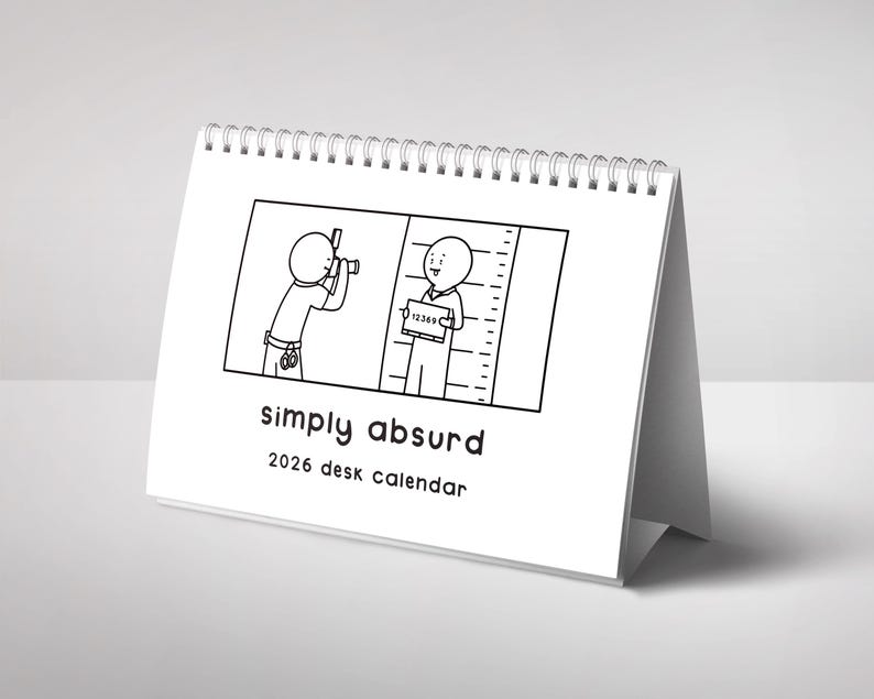 Simply Absurd Funny 2026 Desk Calendar | Monthly Cartoon Dry Humour Comic Strips ...