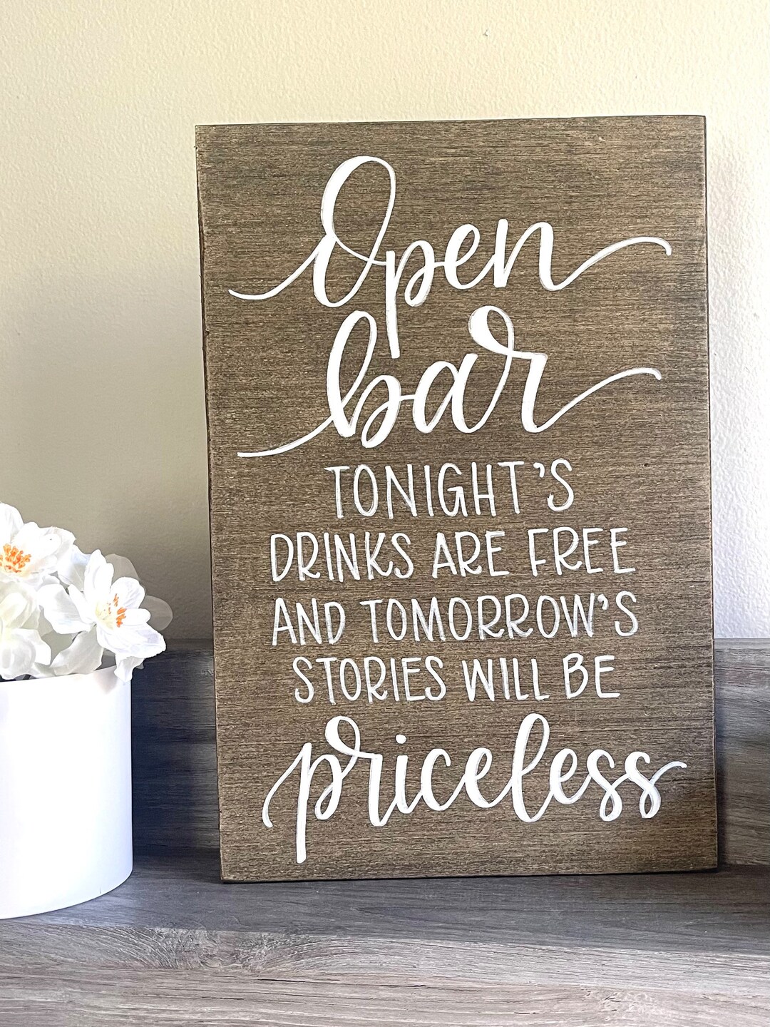 Open Bar Handmade Wedding Wood Sign Table Bar Sign Decor Etsy