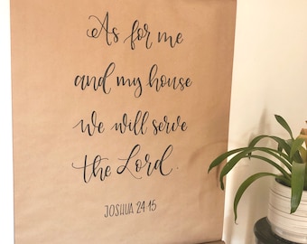 Custom paper scroll sign, hand lettered wall art, kraft paper scroll, farmhouse decor, family name, Bible verse sign, scripture quote sign