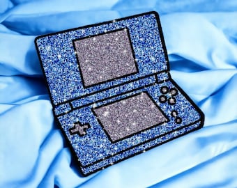 Blue DS | Glitter Pin Badge Accessory Bag Resin Acrylic Black Switch Handmade