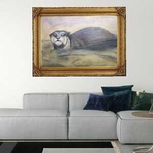 A4 Print Otter Background Not Original Artwork Acrylic Painting Wall Art Artist Handmade