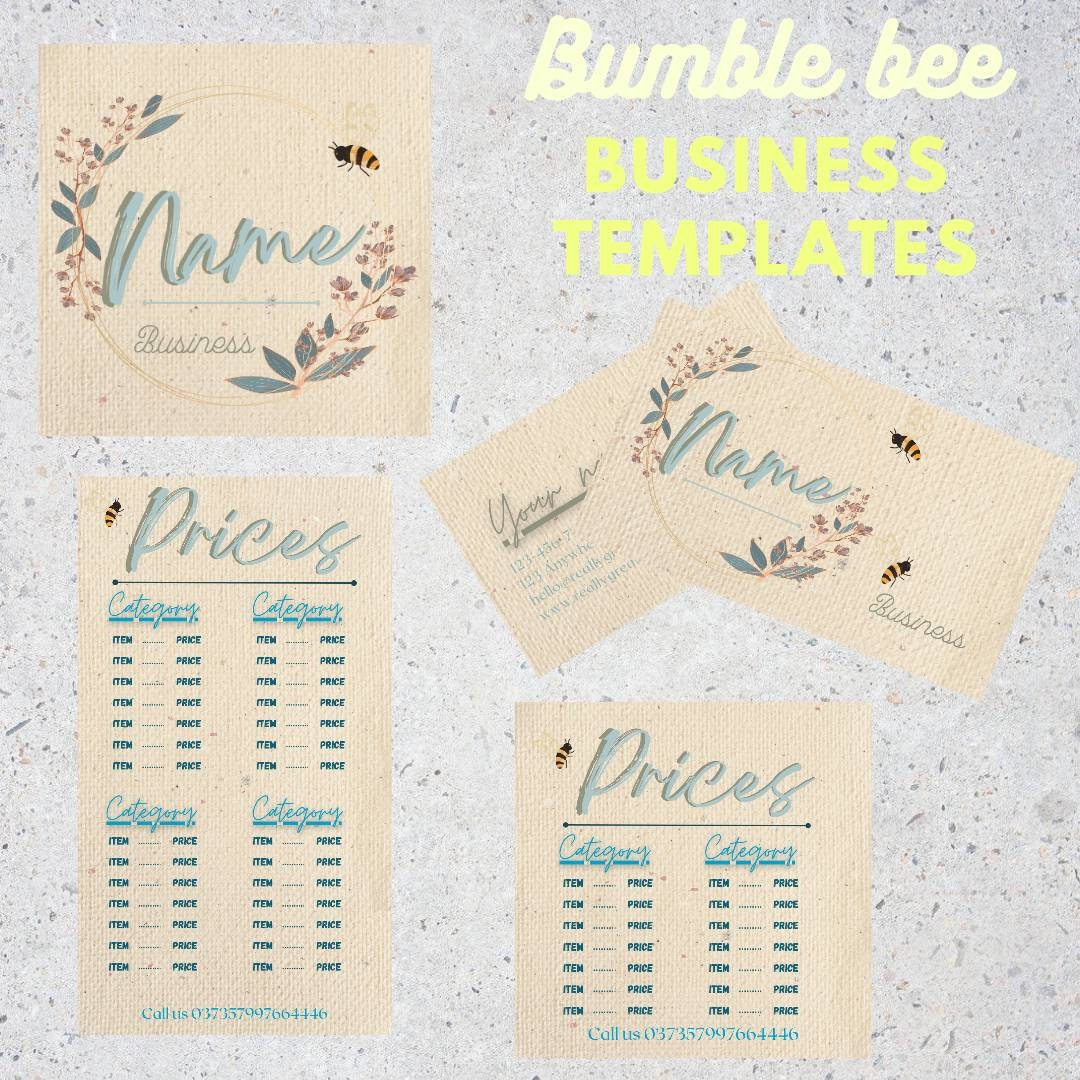 Bumble Bee Business Templates: Logo, Price List, Instagram, Business ...