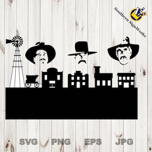 Western - Old West Scene - SVG-Dateien für die Lasergravur und den CNC-Fräser
