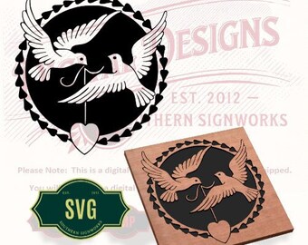 Doves with Heart SVG File – CNC Router & Laser Cut Template