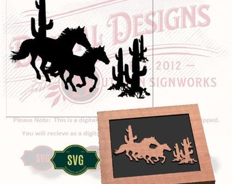 Wild Mustangs Horses SVG – CNC Router & Laser Cut File (Digital Download)