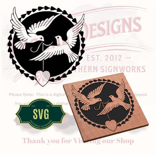 Beautiful Doves svg file for cnc router and laser engraving -  Router and Laser engraving templet
