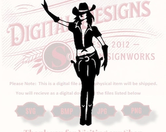 Fichiers SVG Western Cowgirl pour routeurs CNC, découpeuses de vinyle et gravure laser